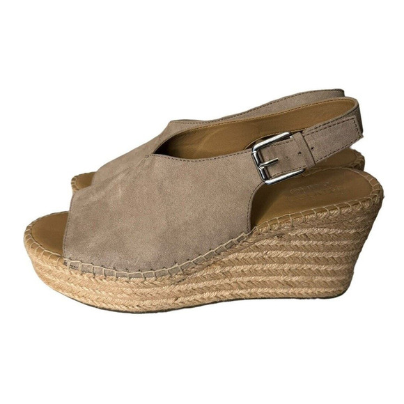 Franco Sarto Torres Suede Platform Wedge Sandals Slingback Taupe Size 11 - Picture 4 of 7